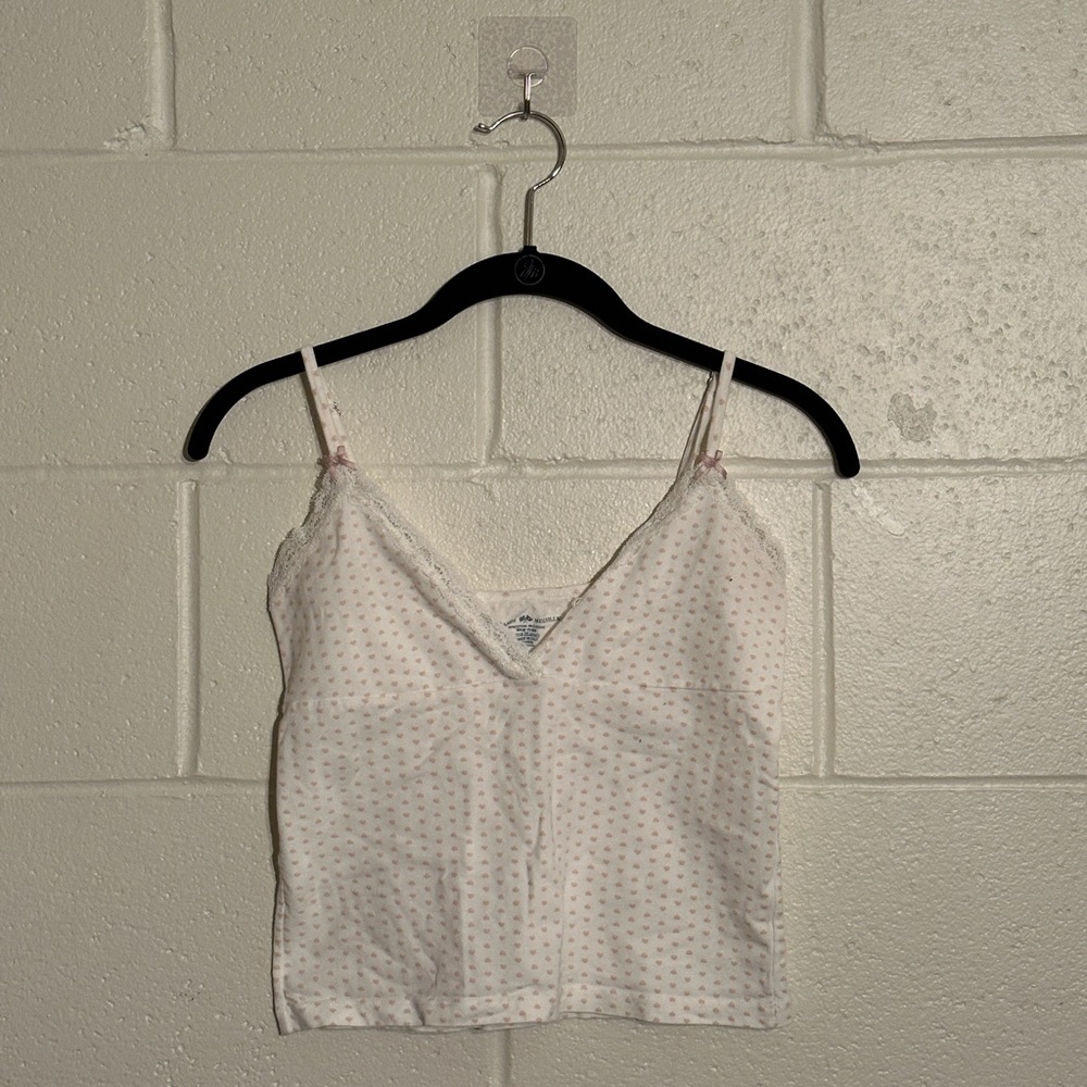 White and Pink Hearts Camisole Top